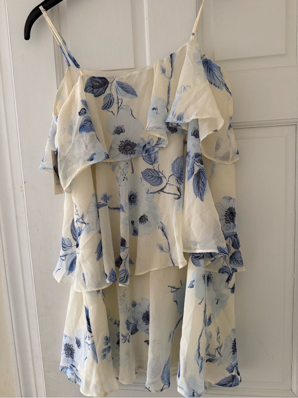 A New Day White Blue Chiffon Dress XL - Picture 3 of 7